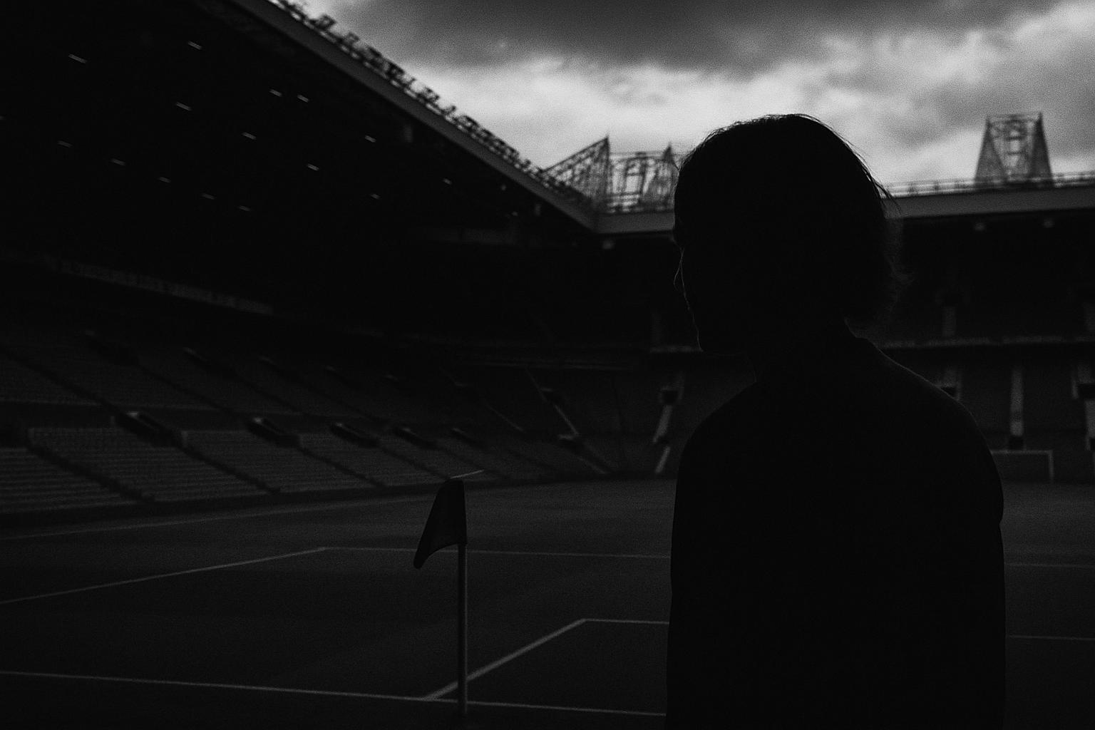 Grayscale editorial illustration: Marc Skinner’s Exit Exposes A Coherence Gap At Manchester United Women